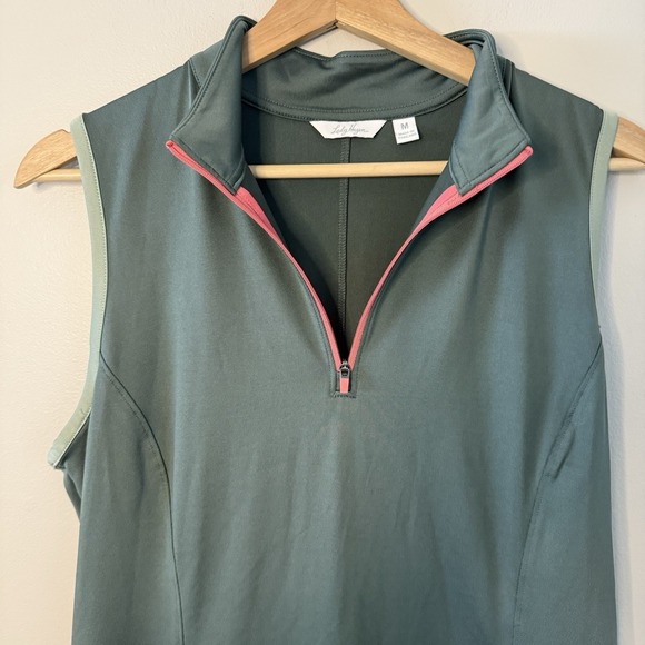 Lady Hagen‎ Dress Womens Medium Green Sleeveless Golf Activewear Zip Collar New - Picture 2 of 10